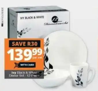 Checkers Ivy Black & White Dinner Set 12-piece offer