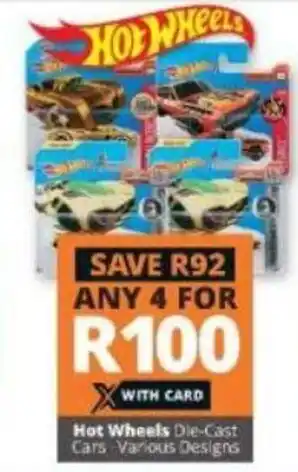 Checkers Hot Wheels Die-Cast Cars Various Designs offer