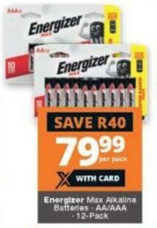 Checkers Energizer Max Alkaline Batteries AA/AAA 12-pack offer