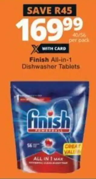 Checkers Finish All-in-1 Dishwasher Tablets offer