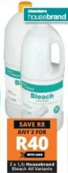 Checkers Housebrand Bleach All Variants 2x1,5L offer