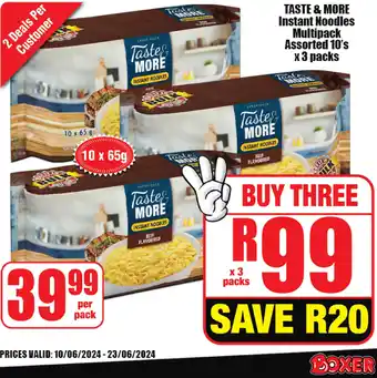 Boxer Superstores TASTE & MORE Instant Noodles Multipack Assorted 10's x 3 packs offer