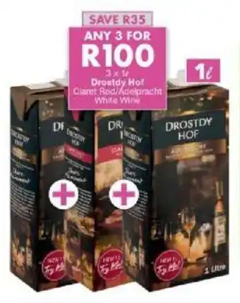 President Liquor 3x 1L Drostdy Hot Claret Red/Adelpracht White Wine offer