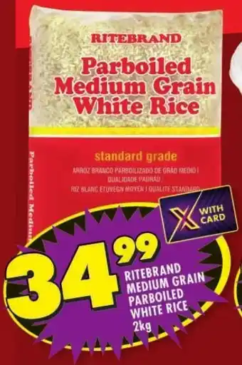 Shoprite RITEBRAND MEDIUM GRAIN PARBOILED WHITE RICE 2kg offer