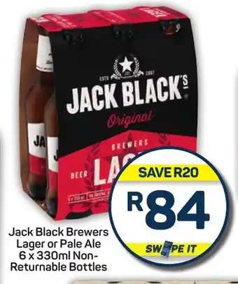 Jack Black Brewers Lager or Pale Ale 6 x 330ml Non-Returnable Bottles