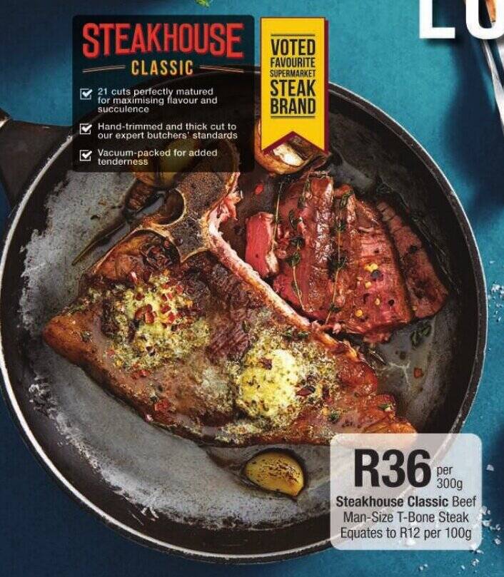 Steakhouse Classic Beef ManSize TBone Steak offer at Checkers