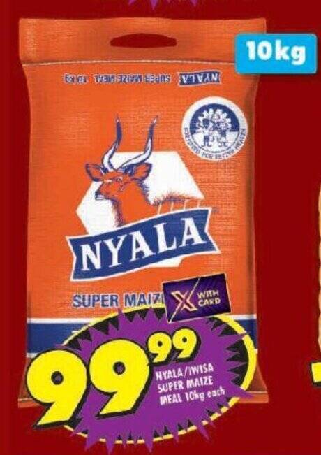 NYALA/IWISA SUPER MAIZE MEAL 10kg each offer at Shoprite