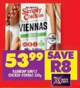RAINBOW SIMPLY CHICKEN VIENNAS 500g