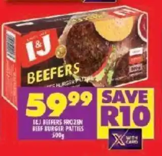 Shoprite I&J BEEFERS FROZEN BEEF BURGER PATTIES offer