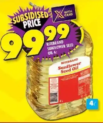 Shoprite RITEBRAND SUNFLOWER SEED OIL 4L offer