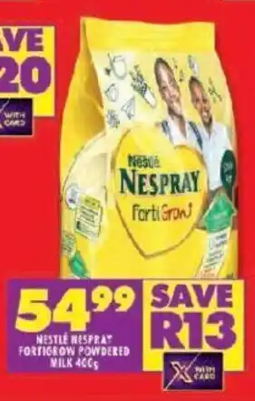 Shoprite NESTLE NESPRAY FORTIGROW POWDERED MILK 400g offer