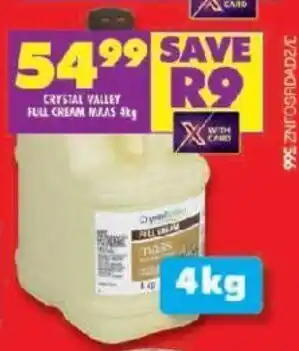 Shoprite CRYSTAL VALLEY FULL CREAM MAAS 4kg offer
