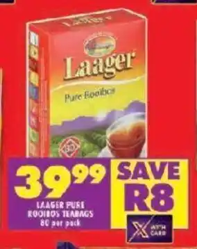 Shoprite LAAGER PURE ROOIBOS TEABAGS 80 per pack offer