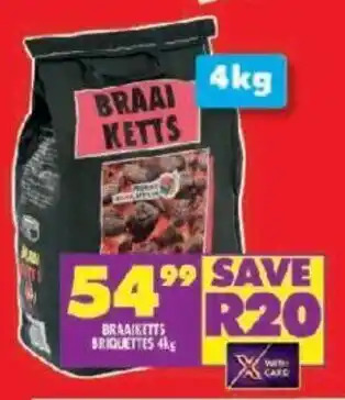 Shoprite BRAAIKETTS BRIQUETTES 4kg offer
