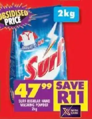 Shoprite SURF REGULAR HAND WASHING POWDER 2kg offer