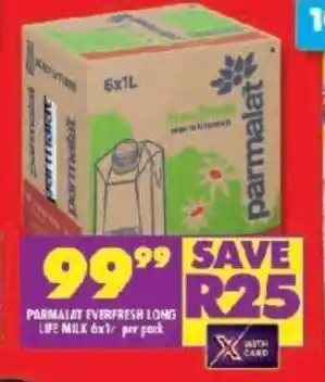 Shoprite PARMALAT EVERFRESH LONG LIFE MILK 6x1L per pack offer