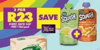 Shoprite RHODES SQUISH BABY FOOD 110ml pouch offer
