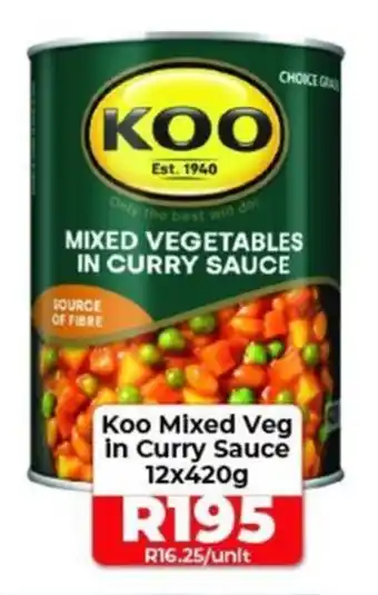 1UP Koo Mixed Veg in Curry Sauce 12x420g offer