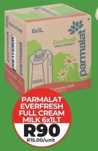 1UP PARMALAT EVERFRESH FULL CREAM MILK 6X1LT offer