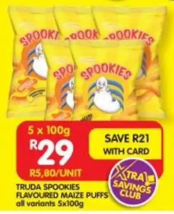 Shoprite TRUDA SPOOKIES FLAVOURED MAIZE PUFFS all variants 5x100g offer