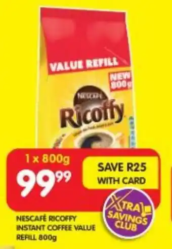 Shoprite NESCAFE RICOFFY INSTANT COFFEE VALUE REFILL 800g offer