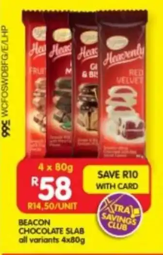 Shoprite BEACON CHOCOLATE SLAB all variants 4x80g offer