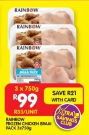 Shoprite RAINBOW FROZEN CHICKEN BRAAI PACK 3x750g offer