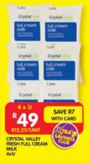 Shoprite CRYSTAL VALLEY FRESH FULL CREAM MILK offer