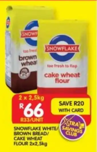 Shoprite SNOWFLAKE WHITE BROWN BREAD/ CAKE WHEAT FLOUR 2x2,5kg offer