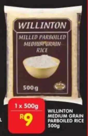 Shoprite WILLINTON MEDIUM GRAIN PARBOILED RICE 500g offer
