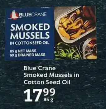 Blue Crane Smoked Mussels in Cotton Seed Oil