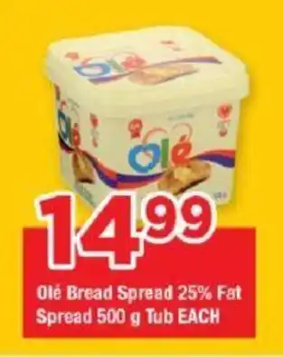 OK Grocer Olé Bread Spread 25% Fat Spread 500g Tub EACH offer