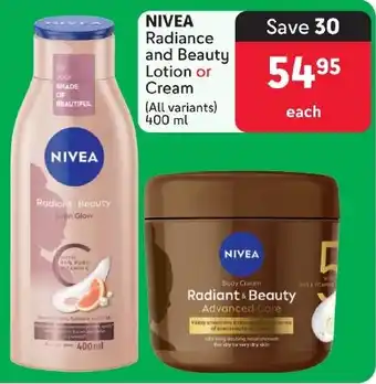 Makro NIVEA Radiance and Beauty Lotion or Cream (All variants) 400 ml offer