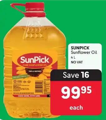 Makro SUNPICK Sunflower Oil 4L offer