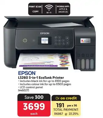 Makro EPSON L3260 3-in-1 EcoTank Printer offer