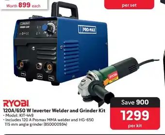Makro RYOBI 120A/650 W Inverter Welder and Grinder Kit offer