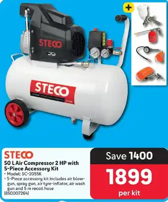 Makro STECO 50 L Air Compressor 2 HP with 5-Piece Accessory Kit offer