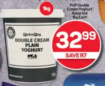 Pick n Pay Hypermarket PnP Double Cream Yoghurt Assorted 1kg Each offer