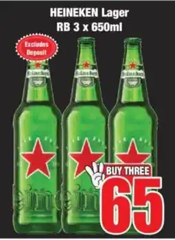Boxer HEINEKEN Lager RB 3 x 650ml offer