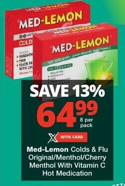 Med-Lemon Colds & Flu Original/Menthol/Cherry Menthol With Vitamin C ...