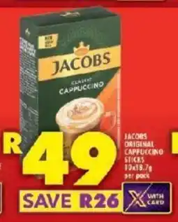 Shoprite JACOBS ORIGINAL CAPPUCCINO STICKS 10x18.7g offer