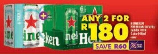 HEINEKEN PREMIUM SILVER/ LAGER BEER offer at Shoprite