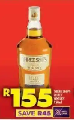 Shoprite THREE SHIPS SELECT WHISKEY 750ml offer