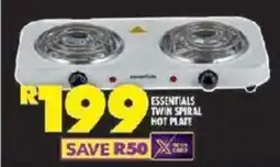 Shoprite ESSENTIALS TWIN SPIRAL HOT PLATE offer