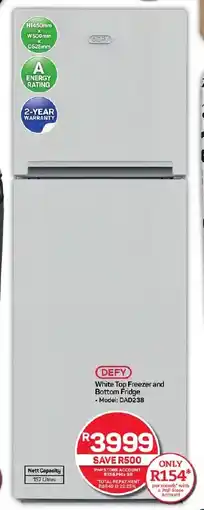 Pick n Pay Hypermarket DEFY White Top Freezer and Bottom Fridge offer