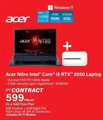 Incredible Connection Acer Nitro Intel Core i5 RTX 2050 Laptop offer