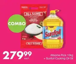 Save Allsome Rice 10kg + Sunfoil Cooking Oil 5lt offer
