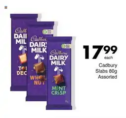 Save Cadbury Slabs 80g Assorted offer