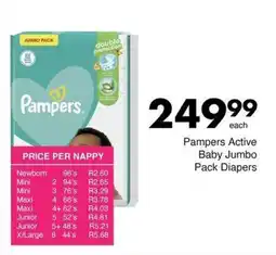 Save Pampers Active Baby Jumbo Pack Diapers offer