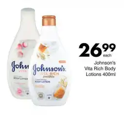 Save Johnson's Vita Rich Body Lotions 400ml offer